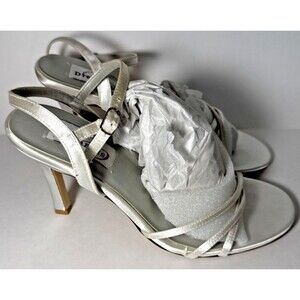 Dyeables Ankle Loop Satin Buckle Slingback Fashion Sandals White Satin - W 7.5B